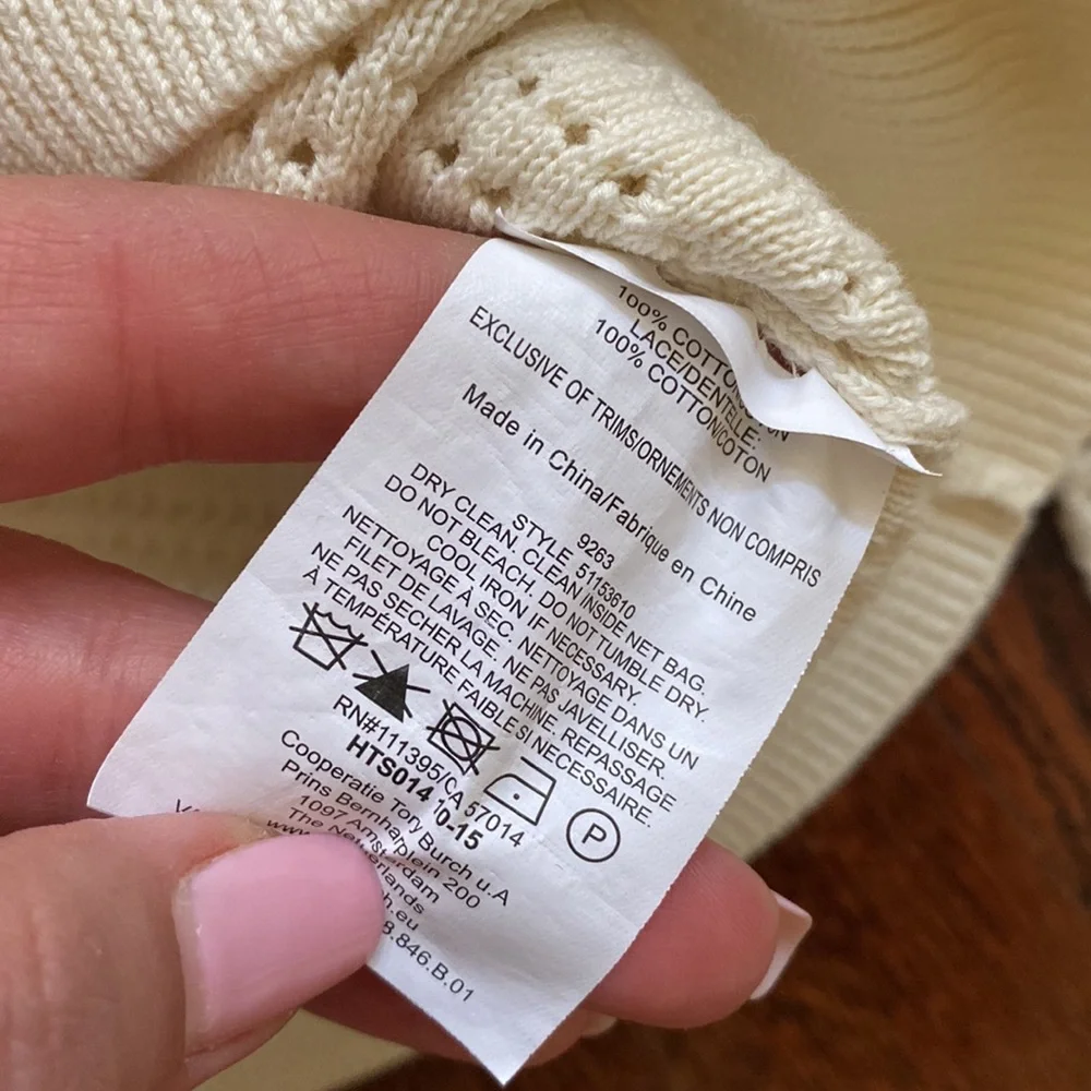 Tory Burch Cream Lace Knit Sweater